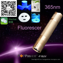 Poppas F16UV portátil de alta potencia puntero láser LED 365nm UV linterna antorcha